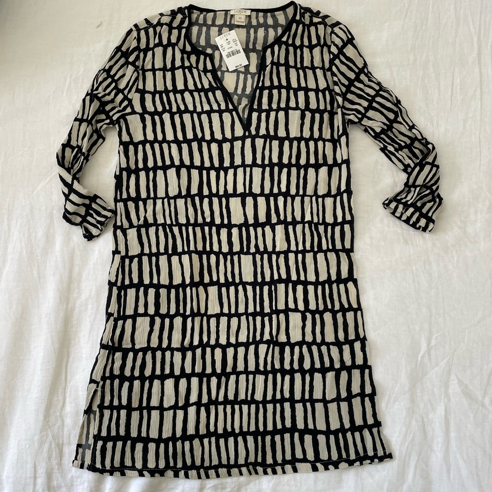 Navy and white beach coverup/tunic by J. Crew, XS